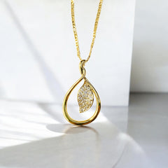 Crystal Leaf Drop Necklace