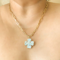 Aura Flower Clear Necklace