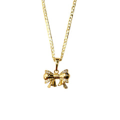 Charm Ribbon Gift Bow Necklace